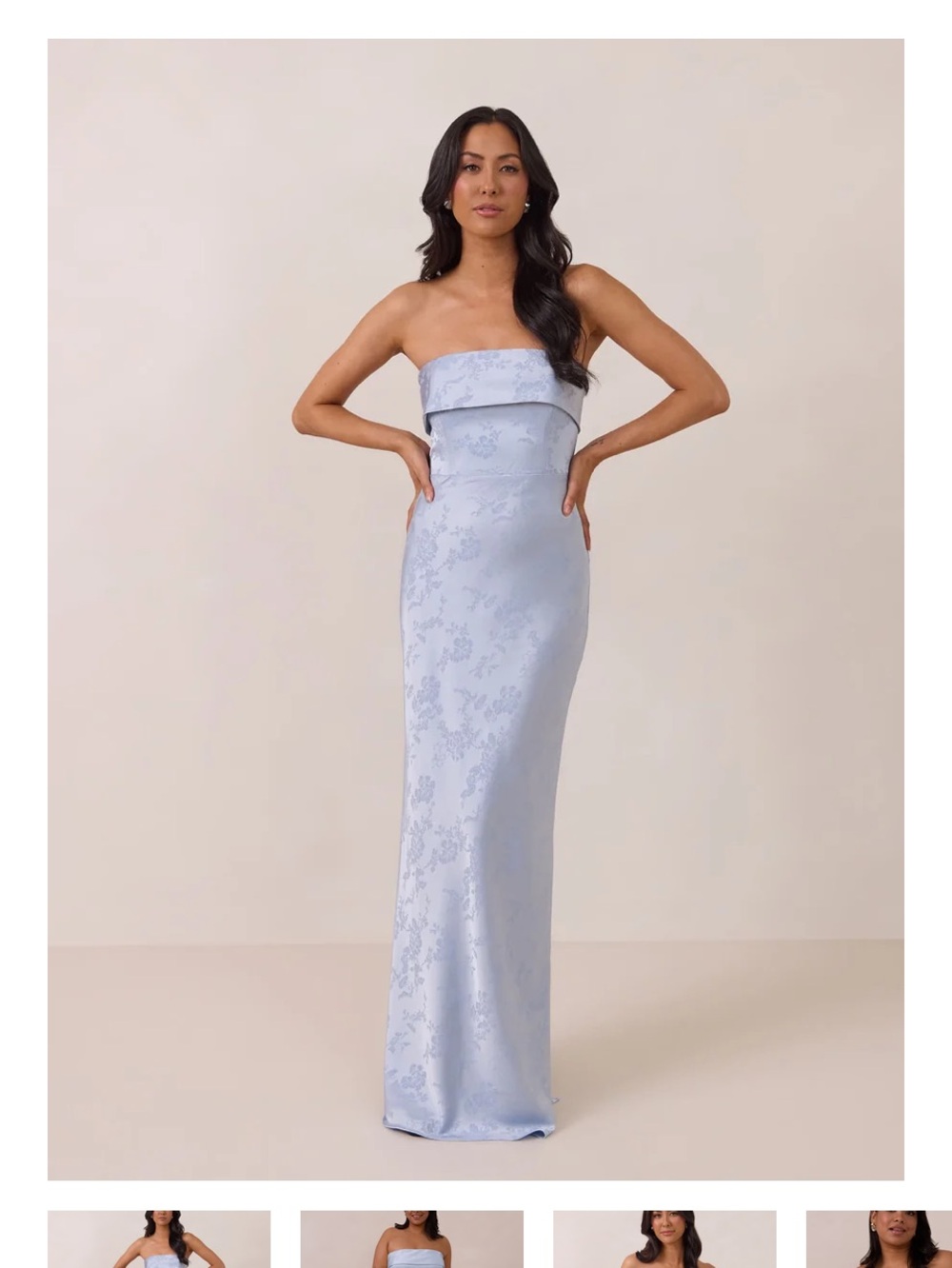Park & Fifth Strapless Pale Blue Floral Jacquard Gown